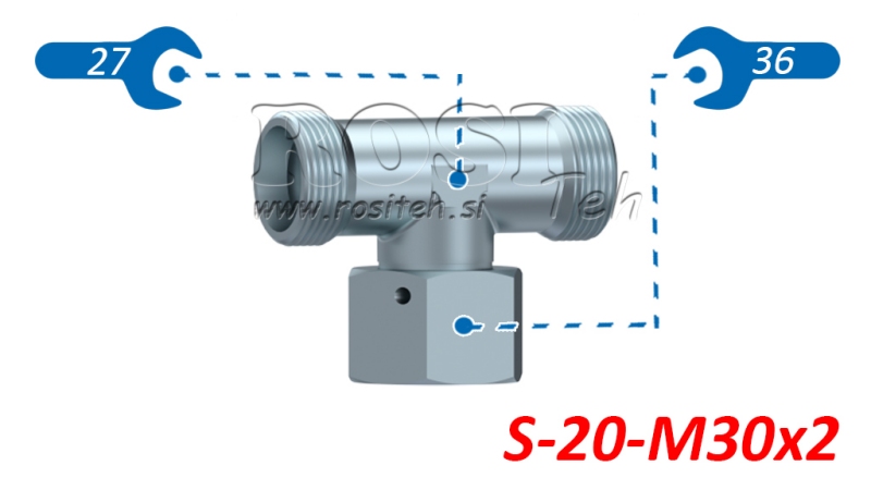 HIDRAVLIČNI T KOM S-20 Z VRTLJIVO MATICO CENTRALNO M30x2