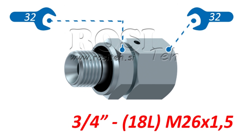 HIDRAVLIČNI UVOJNI VIJAČNI SPOJ AOVR ED BSP3/4 - (18L) M26x1,5