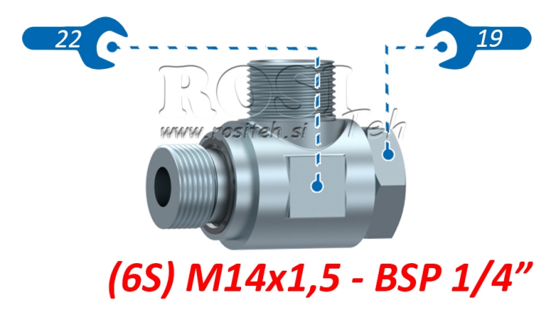 HIDRAVLIČNI VRTLJIVI KOTNI  PRIKLJUČEK SWVE (6S) M14x1,5 - BSP1/4