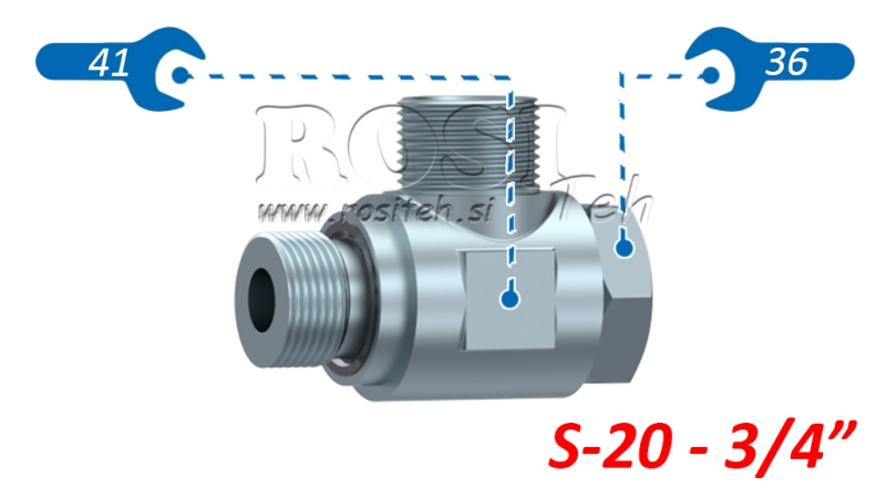 ХИДРАВЛИЧЕН ВЪРТЯЩ КОЛЯНОВ СЪЕДИНИТЕЛ SWVE (20S) M30X2-BSP 3/4