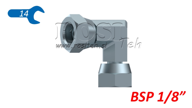 HIDRAVLIČNO KOLENO 90° KRATKO DVOJNA VRTLJIVA MATICA BSP1/8