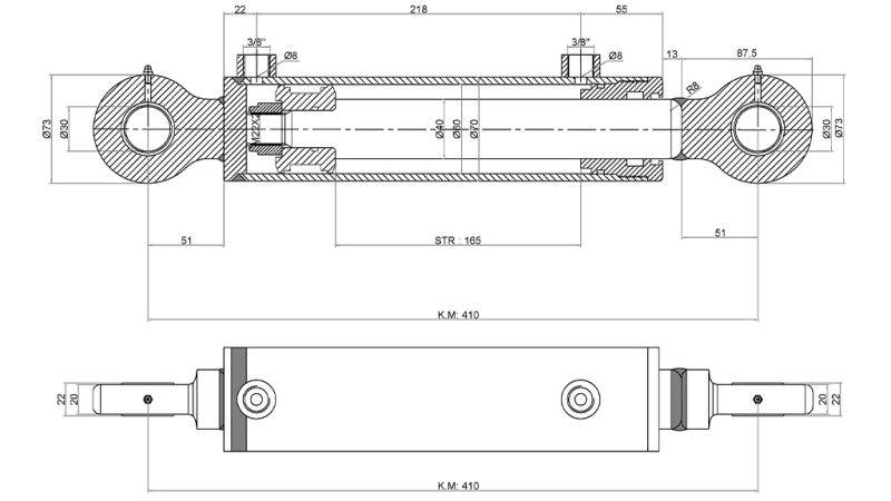 SIŁOWNIK HYDRAULICZNY POINT 60/40-165