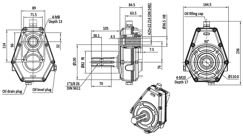 GEARBOX GR.2 -1:3 MALE