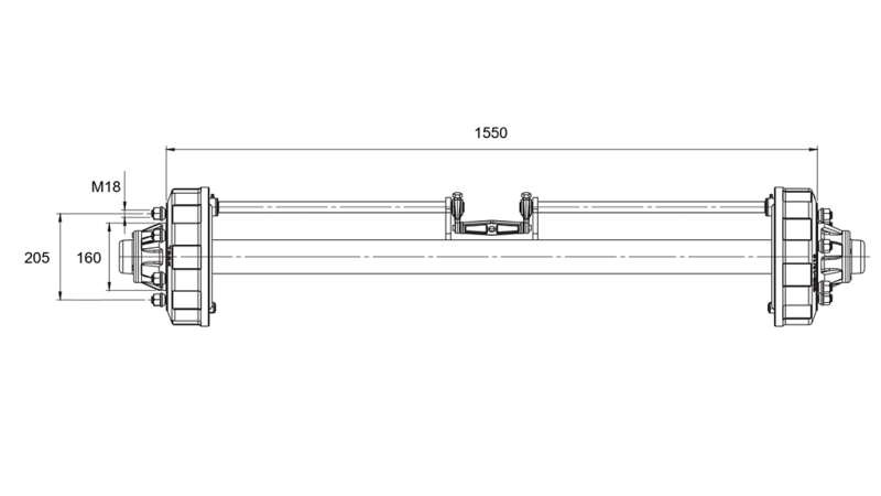 ОС ЗА РЕМАРКЕ СЪС СПИРАЧКИ (6 ВИНТА) - 3800 kg - 1550 mm