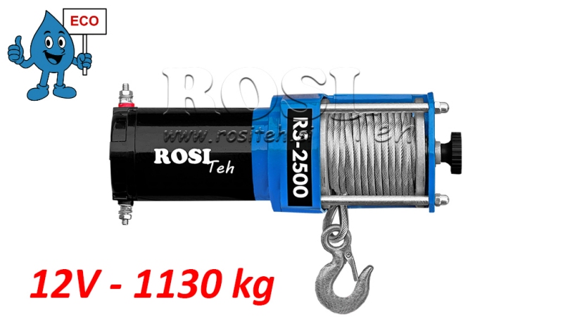 12 V ЕЛЕКТРИЧЕСКА ЛЕБЕДКА RS-2500 - 1130 kg - ECO