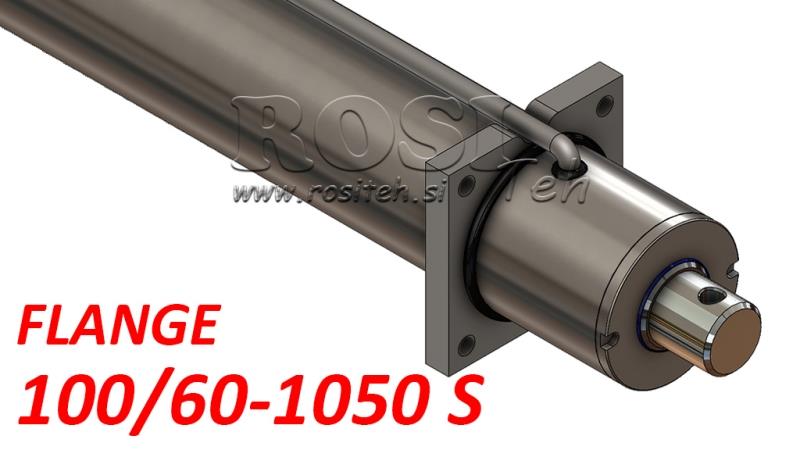 cilindru hidraulic cu placă de montare și țevi 100/60-1050