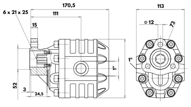 HYDRAULICZNA POMPA ŻELIWNA UNI30-43CC-220 BAR LEWA