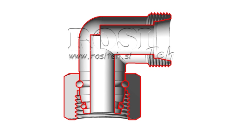 HIDRAVLIČNO KOLENO 90° S-12 Z VRTLJIVO MATICO M20x1,5