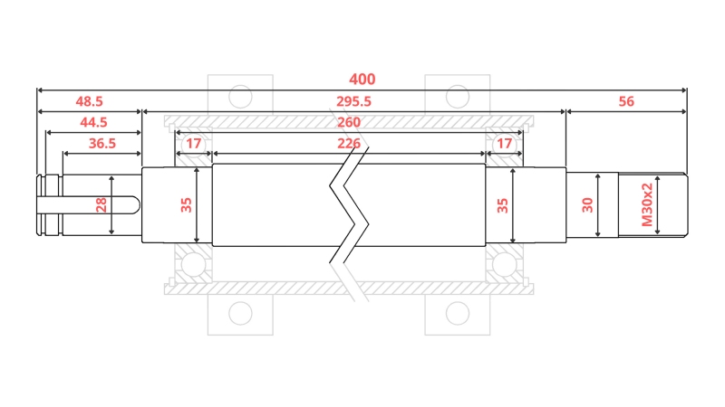 ΑΤΣΑΛΙΝΟΣ ΑΞΟΝΑΣ ΓΙΑ ΔΙΣΚΟΣ 400MM (ΑΡΙΣΤΕΡΟ ΣΠΕΙΡΩΜΑ)
