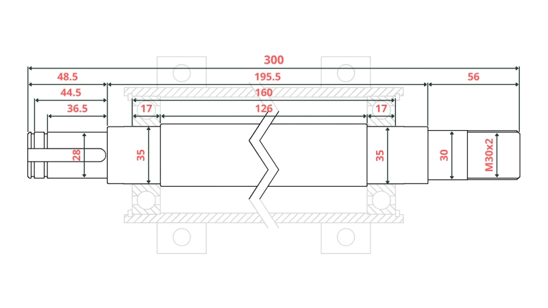 ΑΤΣΑΛΙΝΟΣ ΑΞΟΝΑΣ ΓΙΑ ΔΙΣΚΟΣ 300MM (ΔΕΞΙΟ ΣΠΕΙΡΩΜΑ)