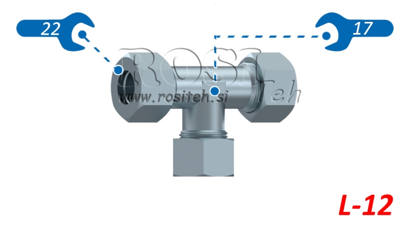HYDRAULINEN T-KAPPALE L-12 MUTTERILLA