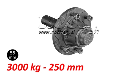 ПОЛУОСКА БЕЗ СПИРАЧКИ - 3000 kg (6 ВИНТА) - 250 mm