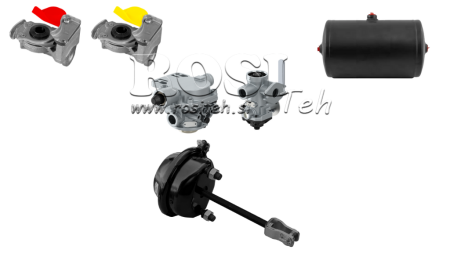 SADA VZDUCHOVÝCH BRZD PRO PŘÍVĚS KOMPLETNÍ DVOJITÝ OKRUHOVÝ SYSTÉM 1 CYLINDR