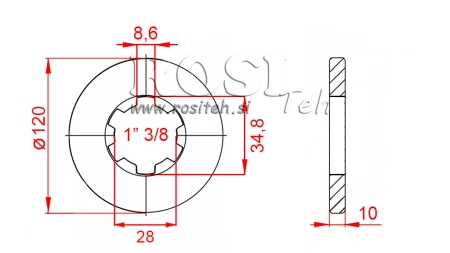 KARDANSKI NASTAVEK S PRIROBNICO IN ZATIČEM 1-3/8 (80 mm)