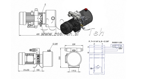 MINI HYDRAULICKÁ JEDNOTKA 380V AC (1.5 kW) - 5.8 cc - 8.2 lit/min - nádrž 6 lit