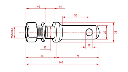 ПИН ЗА МОНТИРАНЕ FI22MM С РЕЗБА M22X1.5
