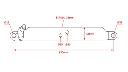 ДОЛНИ РАМЕНА ЗА ТРИТОЧКОВО ОКАЧВАНЕ CAT.3 - 120x35 mm - 950 mm (140 HP)