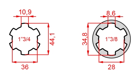 KARDANSKI NASTAVEK iz 1-3/8 na 1-3/4 (150 mm)