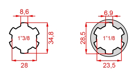 KARDANSKI NASTAVEK ADAPTER iz 1-1/8 na 1-3/8 (76 mm)