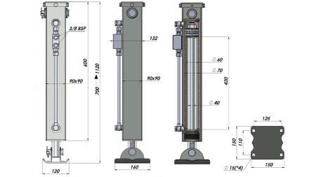 ДВУДЕЙСТВАЩ ХИДРАВЛИЧЕН ПОДПОРЕН КРАК (90x90x700 mm) - ХОД 420 mm - 2.500 kg