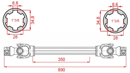 ECO KARDANOVÝ HŘÍDEL 890mm 30-75HP STANDARD