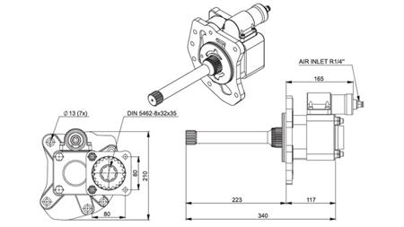 Dimensioner HYDRAULISK PUMP DRIVNING - MERCEDES AXOR 2