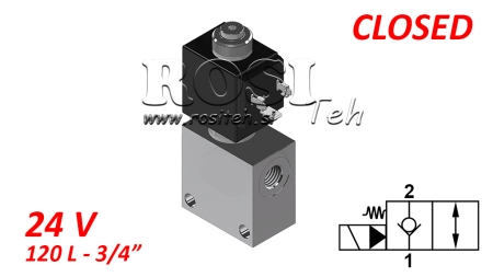 2-НАПРАВЛЕН КЛАПАН 3/4 (NC) 24V - 120ЛИТ