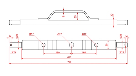 ГОРЕН ТЕГЛИЧ ЗА ТРАКТОР КАТЕГОРИЯ 2 С МОНТАЖ (L-750MM)