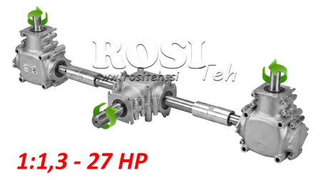 WINKELGETRIEBE 1:1,3 (27HP-20kW) FÜR MISTSTREUER L:450 - ALU