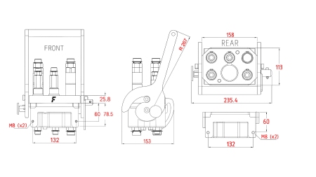 CUPLĂ MULTI-FASTER 3PLK 5CĂI BSP 3×3/8 2×9/16 PARTE MOBILĂ
