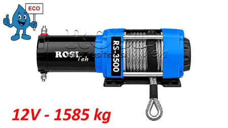 12 V ЕЛЕКТРИЧЕСКА ЛЕБЕДКА RS-3500 - 1585 kg - CИНТЕТИЧНО ВЪЖЕ - ECO