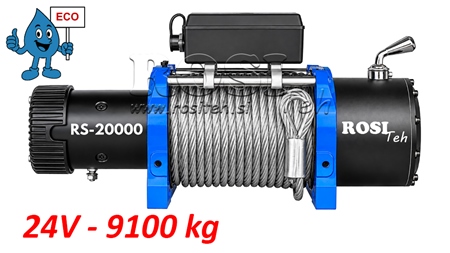 24 V ЕЛЕКТРИЧЕСКА ЛЕБЕДКА RS-20000 - 9100 KG - СТОМАНЕНО ВЪЖЕ - ECO