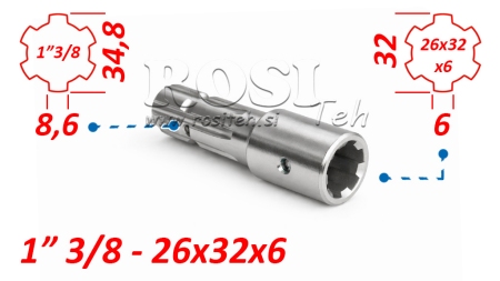 KARDANSKI NASTAVEK iz 26x32x6 (6 zob) na 1-3/8 (145 mm)