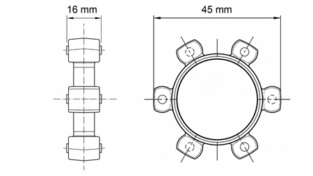 ЗВЕЗДООБРАЗЕН СЪЕДИНИТЕЛ ЗА ГУМЕН ВЛОЖКА ND2-ND7-ND8-ND10 (45mm)
