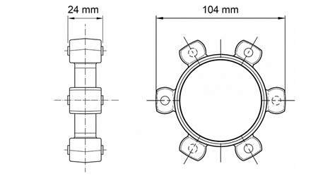 ЗВЕЗДООБРАЗЕН СЪЕДИНИТЕЛ ЗА ГУМЕН ВЛОЖКА ND43-ND44 (104mm)