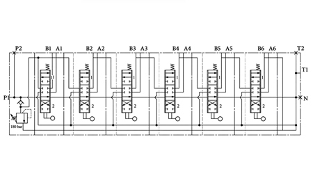 HIDRAVLIČNI ROČNI VENTIL – RAZVODNIK 6-SEKCIJSKI 6xR40 ECO