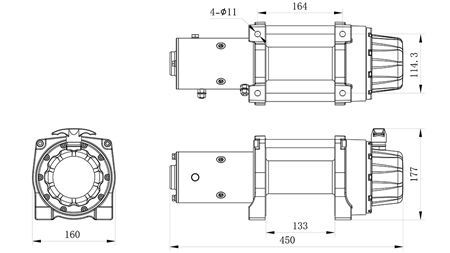 12 V ЕЛЕКТРИЧЕСКА ЛЕБЕДКА RS-8000 - 3620 KG - СТОМАНЕНО ВЪЖЕ - ECO