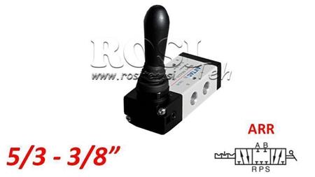 PNEUMATICKÝ MANUÁLNY VENTIL 5/3 3/8 PRT-0852-ARR MANUÁLNY NÁVRAT