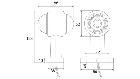 ŚWIETŁO BOCZNE DO PRZYCZEP OKRĄGŁE BIAŁE/CZERWONE