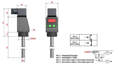 TERMOSTAT S DISPLEJEM XT51V 0-100°C l-50mm