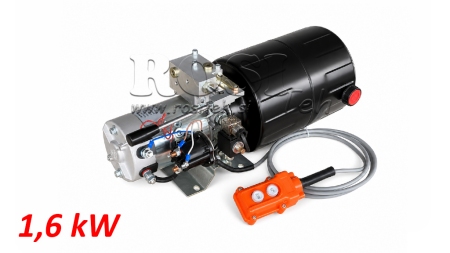 MINI HYDRAULISCH KRACHTPAKKET 12V DC - 1.6kW = 2.1cc - 8 liters - eenfasige eenheid MET HANDPOMP