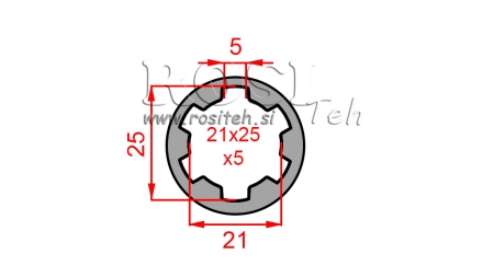 KARDANSKI NASTAVEK PUŠA 21x25x5 (6 zob) (60 mm)