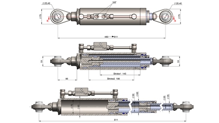 ТЕЛЕСКОПИЧЕН ХИДРАВЛИЧЕН ГОРЕН ТЕГЛИЧ СТАНДАРД - CAT. 2 (45-95 HP) - 480-811 mm (25,4/25,4 mm)