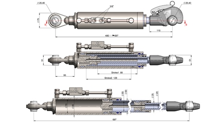 ТЕЛЕСКОПИЧЕН ХИДРАВЛИЧЕН ГОРЕН ТЕГЛИЧ АВТОМАТИК - CAT. 2 (45-95 HP) - 480-697 mm (25,4 mm)