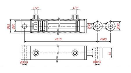 CYLINDER HYDRAULICZNY DO HOLENIA - OTWÓR 80/50-4300