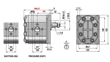 POMPA HYDRAULICZNA GR.3 46 CC LEWA - PRZYROBNICE