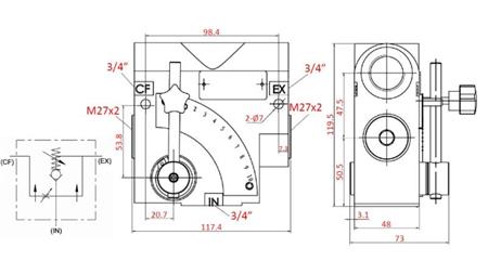 ZAWÓR PRIORYTETOWY 3/4 Z SKALĄ I ZAWOREM BEZPIECZEŃSTWA 0-110lit, 0-200bar