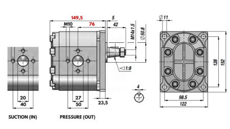 HYDRAULICKÉ ČERPADLO GR.3 51 CC ĽAVÁ - PRÍRUBA