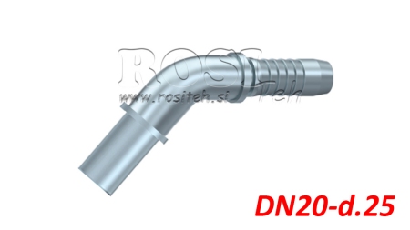 CONECTOR HIDRÁULICO MANGUERA CODO DE TRANSICIÓN 45° DN20-d.25