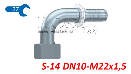 HYDRAULICKÁ PRÍPOJKA DKOS 14 S SAMICA KOLENO 90° DN10–M22×1,5